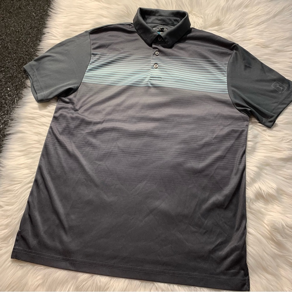 PGA TOUR APPAREL Ombre Fade Chest Print Short Sleeve Golf Polo Shirt - Picture 7 of 14